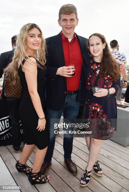 Aida Chavez, Alex Emmons, and Rachel Cohen attend The Young Turks Watchdog Correspondents Preamble Party at The Hepburn on April 28, 2018 in...