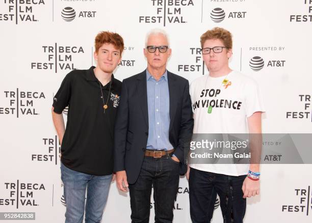 Ryan Deitsch, John Slattery and Matt Deitsch attend the 'Lessons From A School Shooting' screening during 2018 Tribeca Film Festival on April 29,...
