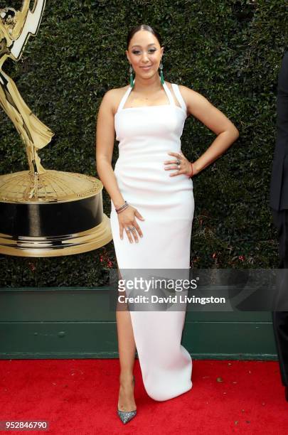 Tamera Mowry attends the 45th annual Daytime Emmy Awards at Pasadena Civic Auditorium on April 29, 2018 in Pasadena, California.