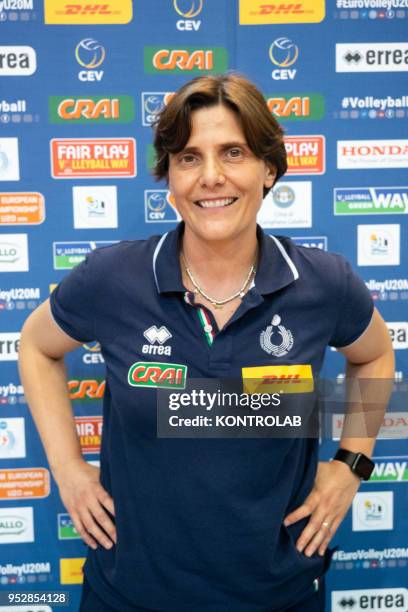Monica Cresta, coach after the Italy-Swiss match in the qualifying round for the European Championships for Men Under 20 Volleyball . Italy wins 3-0...