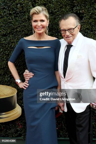 Shawn King and Larry King attend the 45th annual Daytime Emmy Awards at Pasadena Civic Auditorium on April 29, 2018 in Pasadena, California.