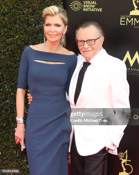 Shawn King and Larry King attend the 45th annual Daytime Emmy Awards at Pasadena Civic Auditorium on April 29, 2018 in Pasadena, California.