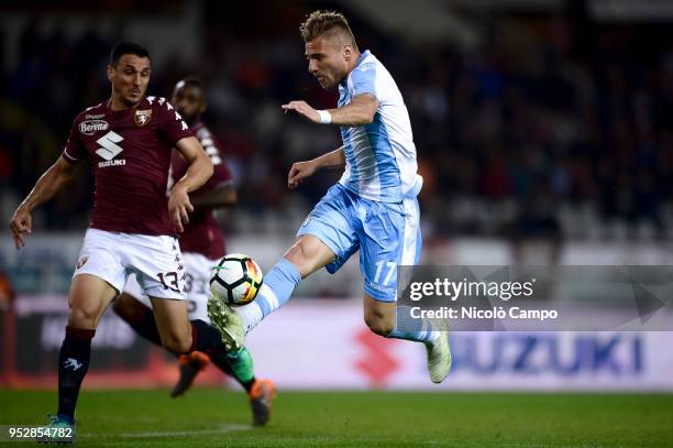 Ciro Immobile of SS Lazio in action during the Serie A football match between Torino FC and SS Lazio. SS Lazio won 1-0 over Torino FC.