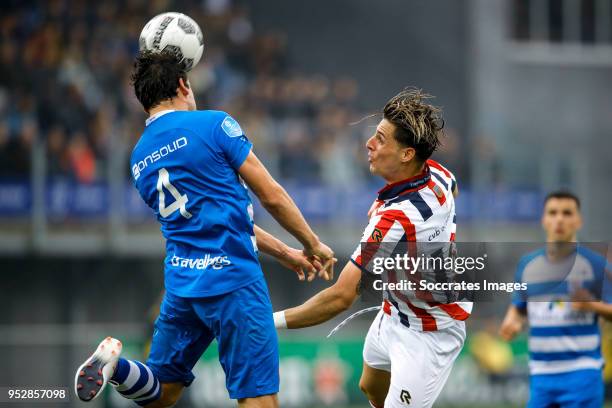 Dirk Marcellis of PEC Zwolle, Fran Sol of Willem II during the Dutch Eredivisie match between PEC Zwolle v Willem II at the MAC3PARK Stadium on April...