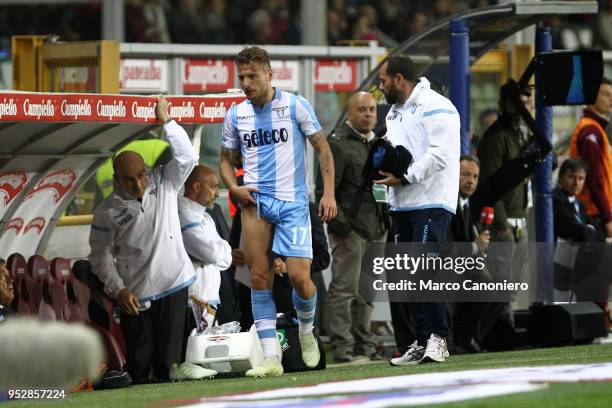 Ciro Immobile of SS Lazio injured during the Serie A football match between Torino Fc and SS Lazio . SS Lazio wins 1-0 over Torino Fc.