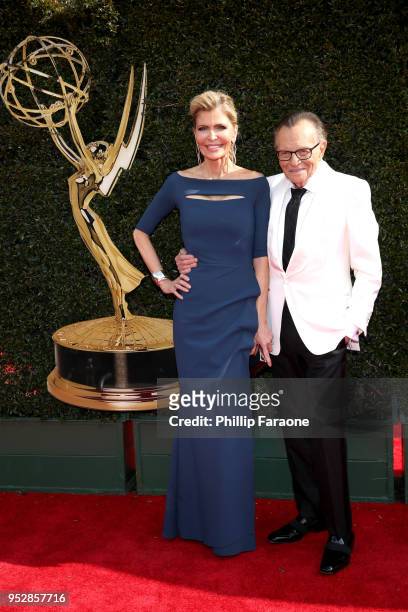 Shawn King and Larry King attend the 45th annual Daytime Emmy Awards at Pasadena Civic Auditorium on April 29, 2018 in Pasadena, California.