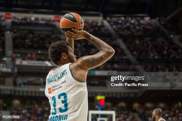 Trey Thompkins during Real Madrid victory over Panathinaikos Athens in Turkish Airlines Euroleague playoff series celebrated at Wizink Center in...