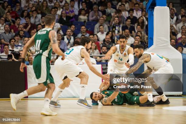 Sergio Llull during Real Madrid victory over Panathinaikos Athens in Turkish Airlines Euroleague playoff series celebrated at Wizink Center in Madrid...