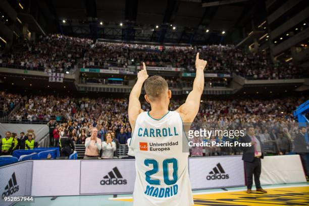 Jaycee Carroll during Real Madrid victory over Panathinaikos Athens in Turkish Airlines Euroleague playoff series celebrated at Wizink Center in...
