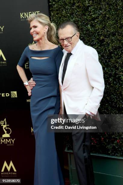 Shawn King and Larry King attend the 45th annual Daytime Emmy Awards at Pasadena Civic Auditorium on April 29, 2018 in Pasadena, California.