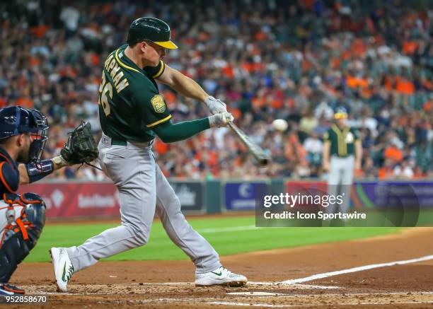 Oakland Athletics third baseman Matt Chapman strikes out in the top of the second inning during the baseball game between the Oakland Athletics and...