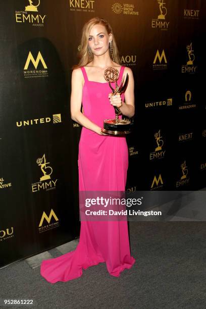 Chloe Lanier, winner of Outstanding Younger Actress in a Drama Series for 'General Hospital', poses in the press room during the 45th annual Daytime...