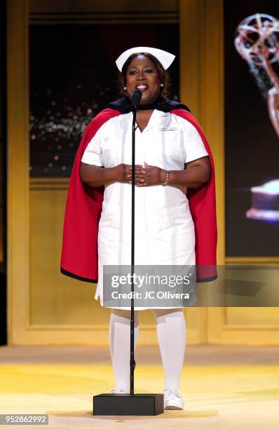 Co-host Sheryl Underwood speaks onstage during the 45th annual Daytime Emmy Awards at Pasadena Civic Auditorium on April 29, 2018 in Pasadena,...