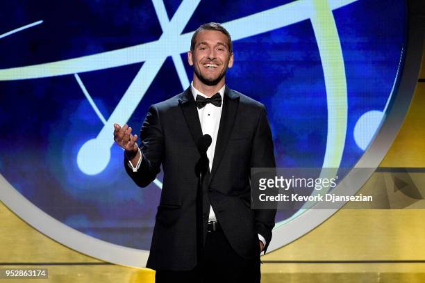 Brandon McMillan speaks onstage during the 45th annual Daytime Emmy Awards at Pasadena Civic Auditorium on April 29, 2018 in Pasadena, California.