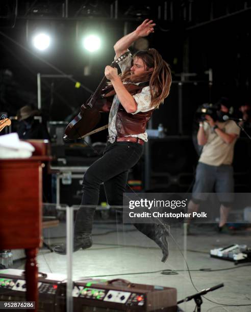 Lukas Nelson performs onstage during 2018 Stagecoach California's Country Music Festival at the Empire Polo Field on April 29, 2018 in Indio,...