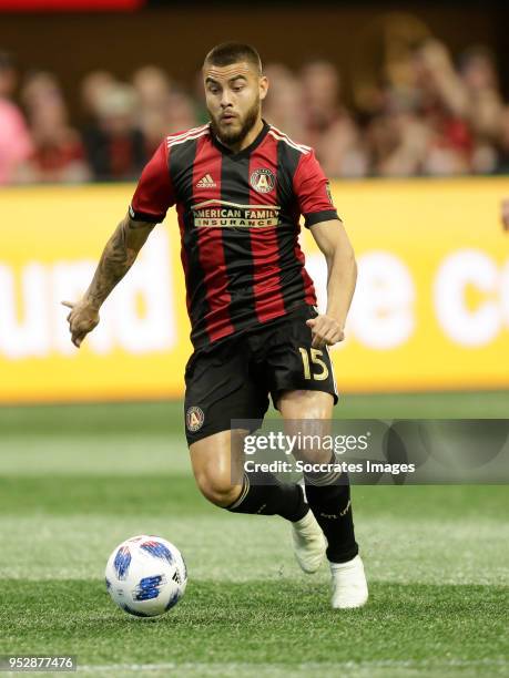 Hector Villalba of Atlanta United during the match between Atlanta United FC v Montreal Impact at the Mercedes-Benz Stadium on April 28, 2018 in...
