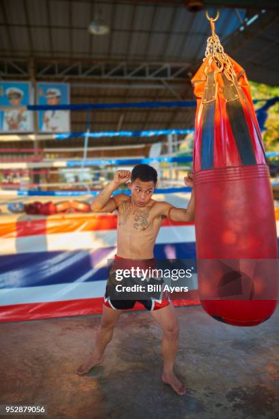 A Muay Thai Fighter Trains In A Thai Gym High-Res Stock Photo