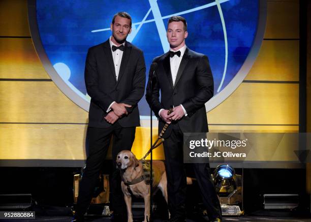 Brandon McMillan and Chris Van Etten speak onstage during the 45th annual Daytime Emmy Awards at Pasadena Civic Auditorium on April 29, 2018 in...