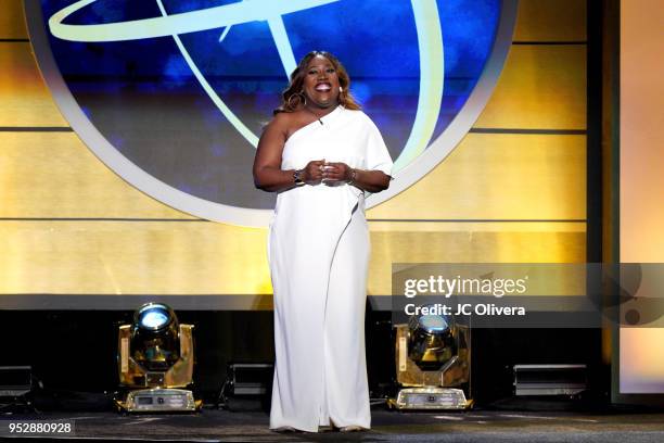 Co-host Sheryl Underwood speaks onstage during the 45th annual Daytime Emmy Awards at Pasadena Civic Auditorium on April 29, 2018 in Pasadena,...