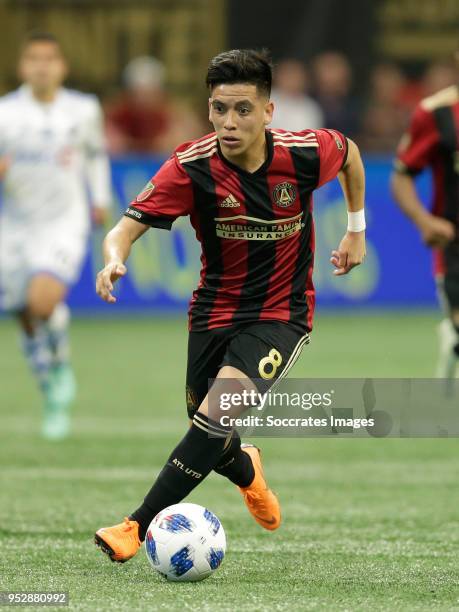 Ezequiel Barco of Atlanta United during the match between Atlanta United FC v Montreal Impact at the Mercedes-Benz Stadium on April 28, 2018 in...