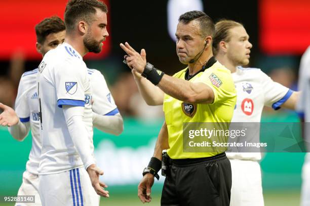 Referee Grajeda during the match between Atlanta United FC v Montreal Impact at the Mercedes-Benz Stadium on April 28, 2018 in Atlanta United States
