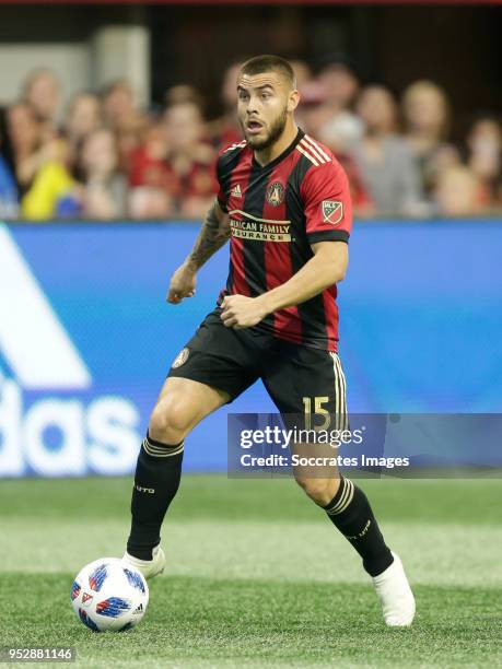 Hector Villalba of Atlanta United during the match between Atlanta United FC v Montreal Impact at the Mercedes-Benz Stadium on April 28, 2018 in...