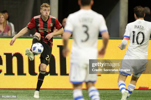 Julian Gressel of Atlanta United during the match between Atlanta United FC v Montreal Impact at the Mercedes-Benz Stadium on April 28, 2018 in...