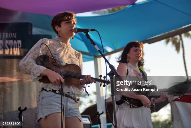 Lillie Mae and Scarlet Rische perform onstage during 2018 Stagecoach California's Country Music Festival at the Empire Polo Field on April 29, 2018...