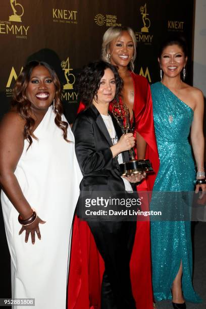 Sheryl Underwood, Sara Gilbert, Eve and Julie Chen, winners of Outstanding Talk Show Entertainment for 'The Talk', pose in the press room during the...