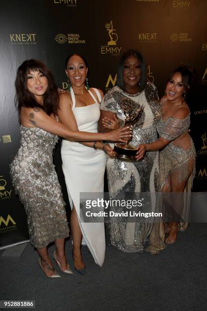 Jeannie Mai, Tamera Mowry, Loni Love and Adrienne Bailon, winners of Outstanding Entertainment Talk Show Host for 'The Real', pose in the press room...