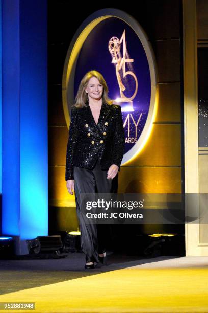 Deidre Hall speaks onstage during the 45th annual Daytime Emmy Awards at Pasadena Civic Auditorium on April 29, 2018 in Pasadena, California.