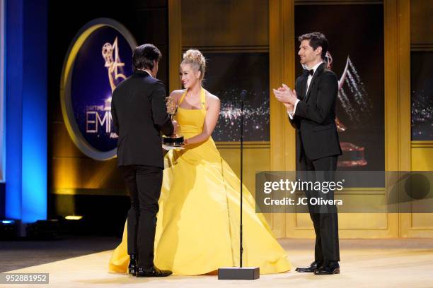 Greg Vaughan, winner of Outstanding Supporting Actor in a Drama Series for 'Days of Our Lives', accepts award from Kellie Pickler and Ben Aaron...