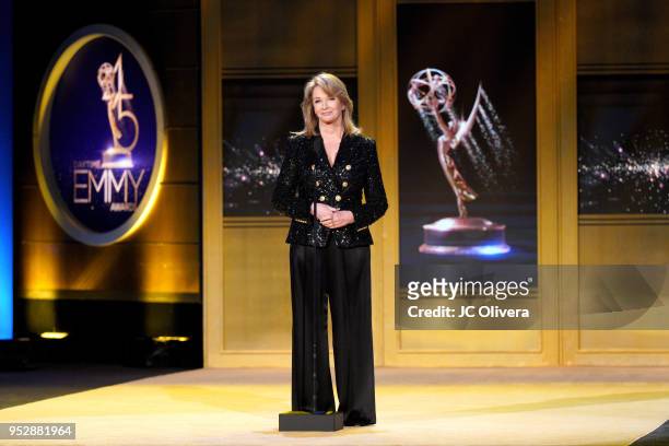 Deidre Hall speaks onstage during the 45th annual Daytime Emmy Awards at Pasadena Civic Auditorium on April 29, 2018 in Pasadena, California.