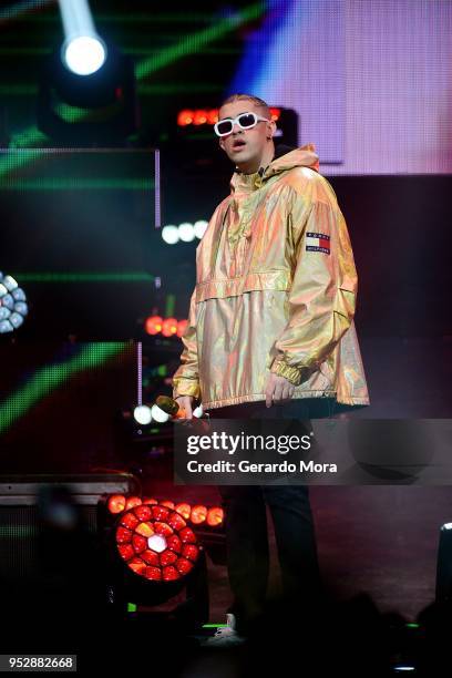 Bad Bunny performs at Amway Center on April 29, 2018 in Orlando, Florida.