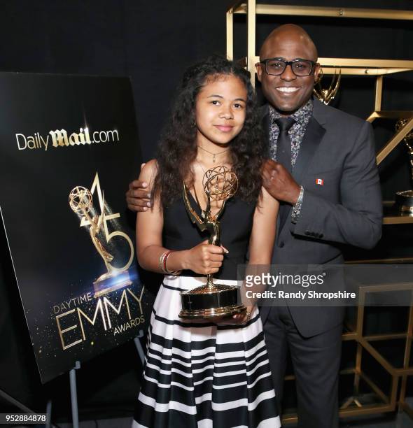 Maile Masako Brady and 'Let's Make a Deal' host Wayne Brady, winner of Outstanding Game Show Host, attend the DailyMail.com & DailyMailTV Trophy Room...