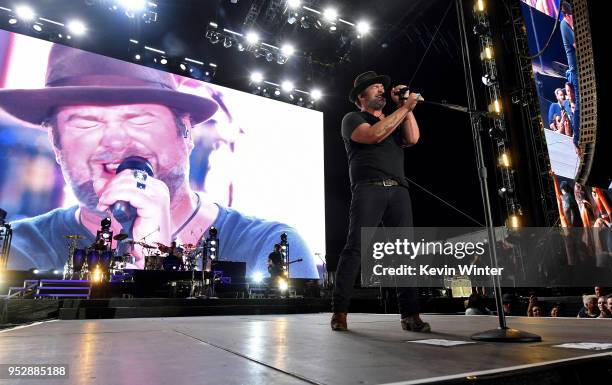 Lee Brice performs onstage during 2018 Stagecoach California's Country Music Festival at the Empire Polo Field on April 29, 2018 in Indio, California.