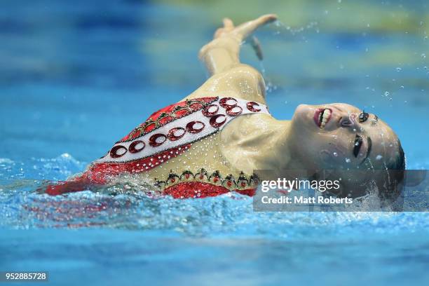 Yukiko Inui of Japan competes during the Solo Free Routine final on day four of the FINA Artistic Swimming Japan Open at the Tokyo Tatsumi...
