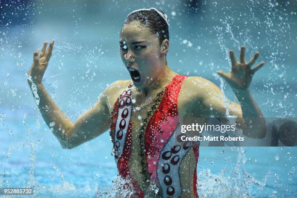 Yukiko Inui of Japan competes during the Solo Free Routine final on day four of the FINA Artistic Swimming Japan Open at the Tokyo Tatsumi...