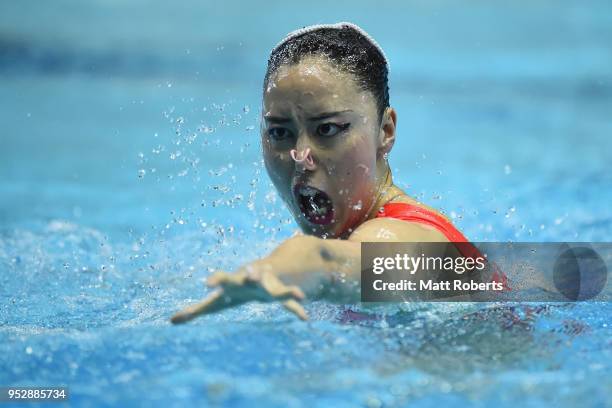 Yukiko Inui of Japan competes during the Solo Free Routine final on day four of the FINA Artistic Swimming Japan Open at the Tokyo Tatsumi...