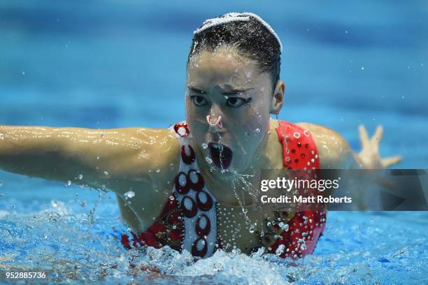 Yukiko Inui of Japan competes during the Solo Free Routine final on day four of the FINA Artistic Swimming Japan Open at the Tokyo Tatsumi...