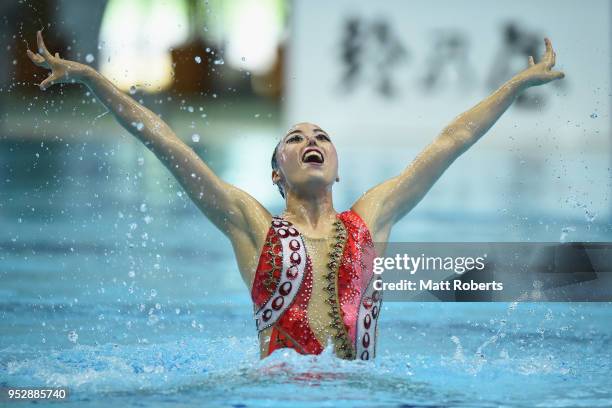 Yukiko Inui of Japan competes during the Solo Free Routine final on day four of the FINA Artistic Swimming Japan Open at the Tokyo Tatsumi...