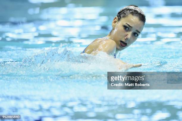 Michelle Zimmer of Germany competes during the Solo Free Routine final on day four of the FINA Artistic Swimming Japan Open at the Tokyo Tatsumi...