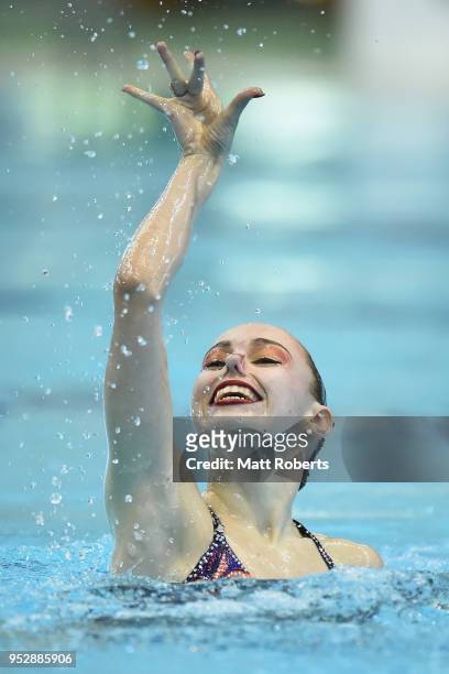 Vasilina Khandoshka of Belarus competes during the Solo Free Routine final on day four of the FINA Artistic Swimming Japan Open at the Tokyo Tatsumi...