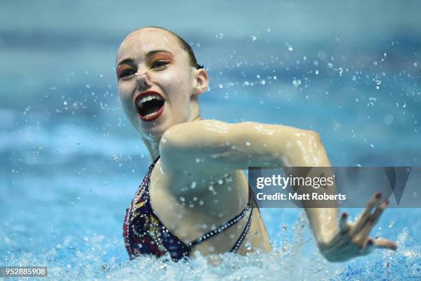 Vasilina Khandoshka of Belarus competes during the Solo Free Routine final on day four of the FINA Artistic Swimming Japan Open at the Tokyo Tatsumi...