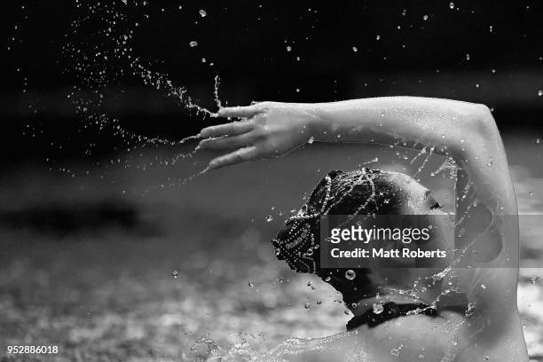 Keina Fujiyama of Japan competes during the Japanese Championships Solo Free Routine final on day four of the FINA Artistic Swimming Japan Open at...