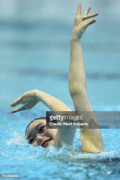 Miku Sudo of Japan competes during the Japanese Championships Solo Free Routine final on day four of the FINA Artistic Swimming Japan Open at the...