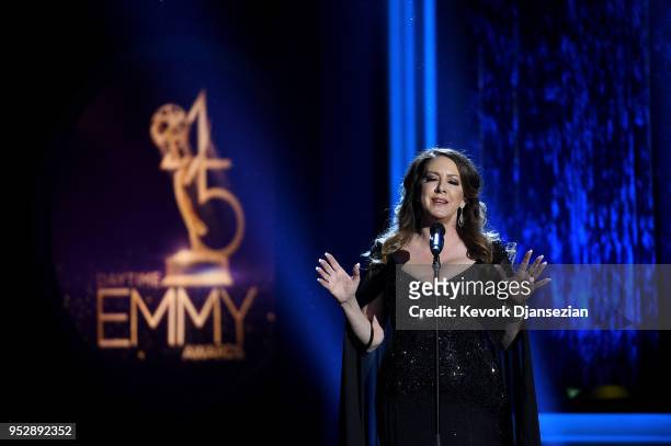 Joely Fisher performs onstage during the 45th annual Daytime Emmy Awards at Pasadena Civic Auditorium on April 29, 2018 in Pasadena, California.