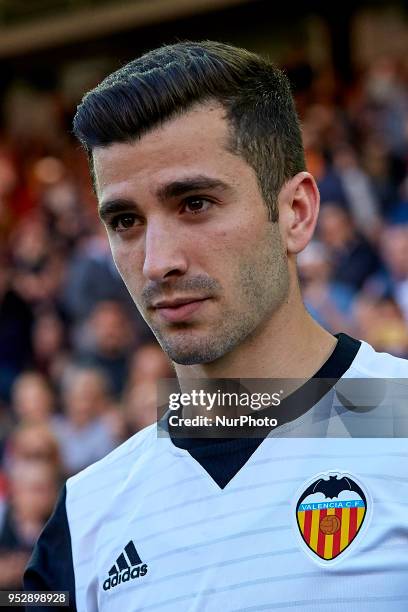 Jose Luis Gaya of Valencia CF looks on prior to the La Liga game between Valencia CF and SD Eibar at Mestalla on April 29, 2018 in Valencia, Spain