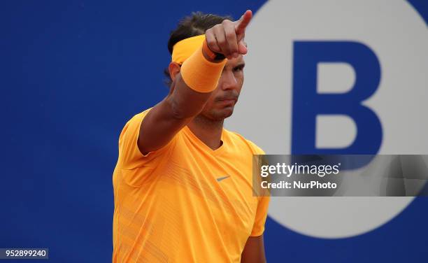 Rafa Nadal during the match against Stefanos Tsitsipas during the final of the Barcelona Open Banc Sabadell, on 29th April 2018 in Barcelona, Spain....