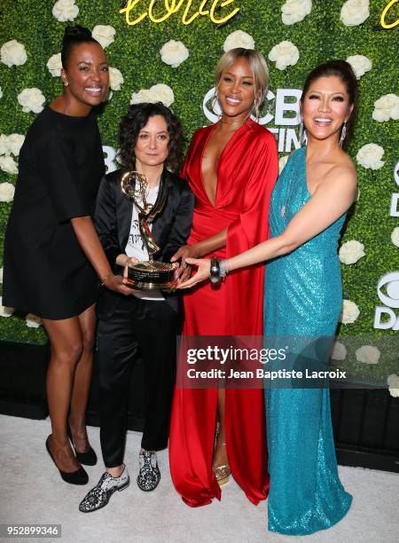 Aisha Tyler, Sara Gilbert, Eve and Julie Chen attend the CBS Daytime Emmy After Party on April 29, 2018 in Pasadena, California.